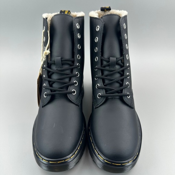 Dr. Martens Zavala Fur Lined Women Size 7 Black Leather Combat Boots NEW - Picture 3 of 8